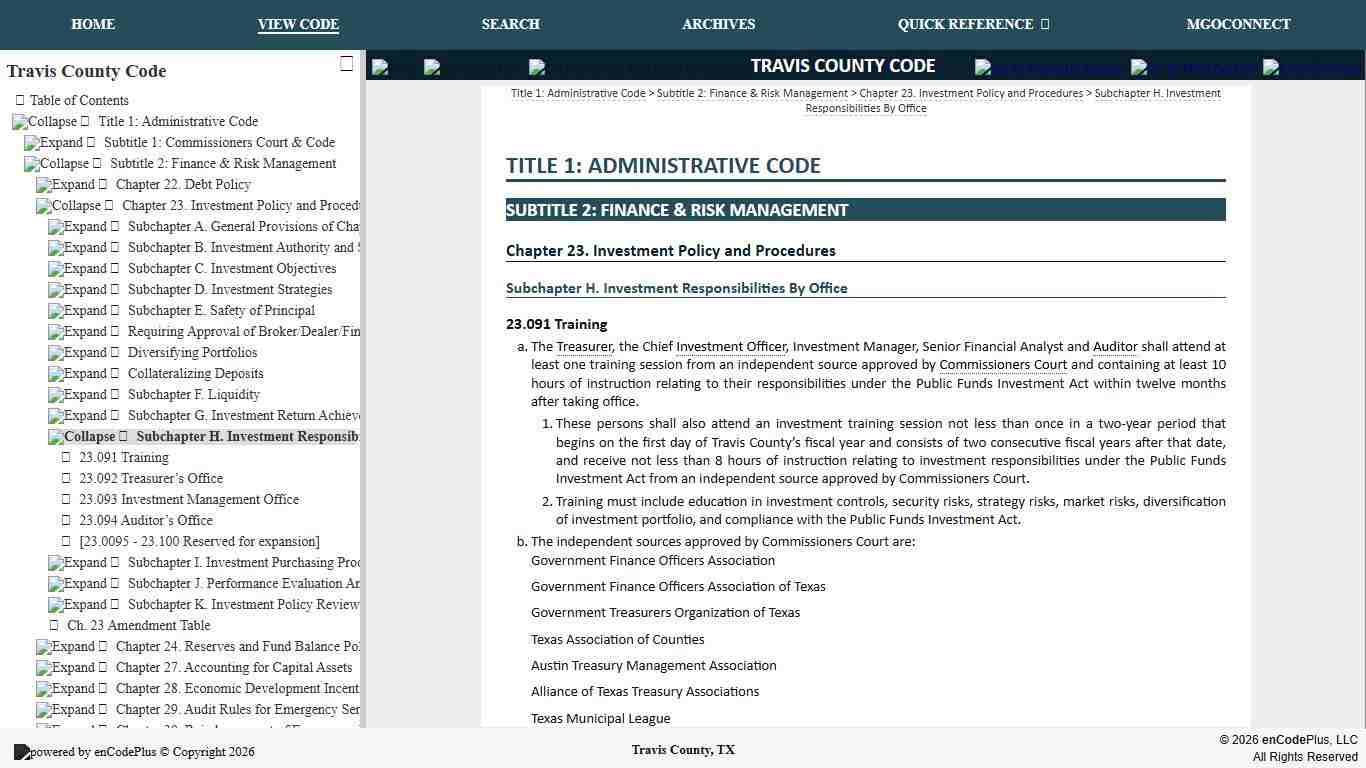 Document Viewer Travis County Code